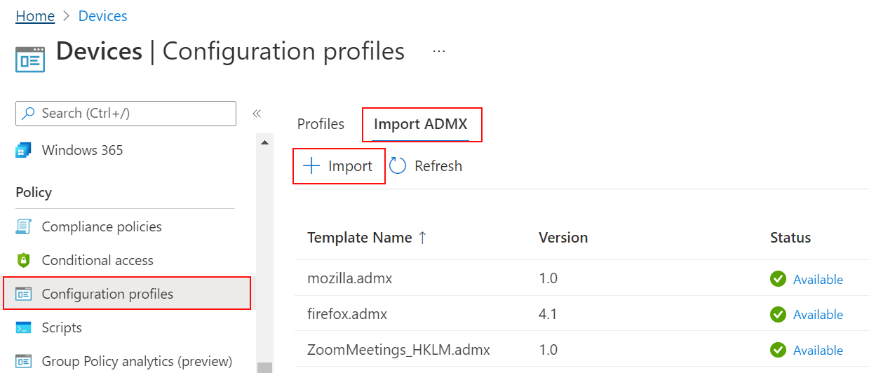 Import custom ADMX and ADML administrative templates into Endpoint Manager (public preview)